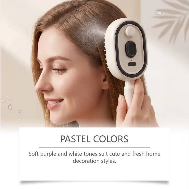 Electric Spray Air Cushion Massage Comb, Self-Cleaning Anti-Tangle Hair Brush, Static-Free Scalp Massager, Dry Frizzy Hair Care, No Essential Oils