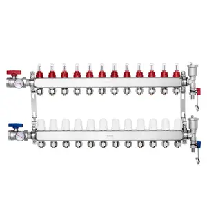 VEVOR 12-Branch Radiant Heat Manifold, 1/2" PEX Tubing Manifold, Stainless Steel PEX Manifold for Hydronic Radiant Floor Heating, Radiant Heat PEX Manifold Kit with 1/2" Adapters Included