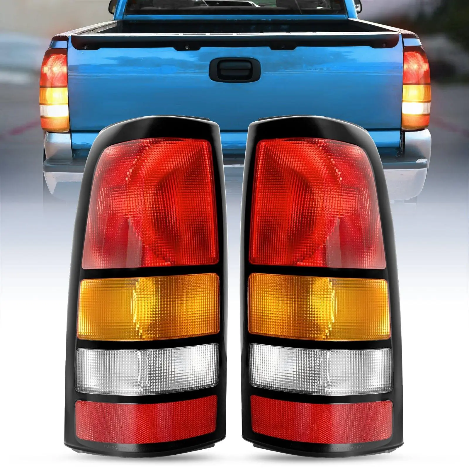 Nilight OE-Style Dual-Side Rear Light Assembly, Black Border, Compatible with 1999-2002 Chevy Silverado 1500/2500/3500 & 1999-2006 GMC Sierra 1500/2500/3500, Driver & Passenger Side Replacement Taillight