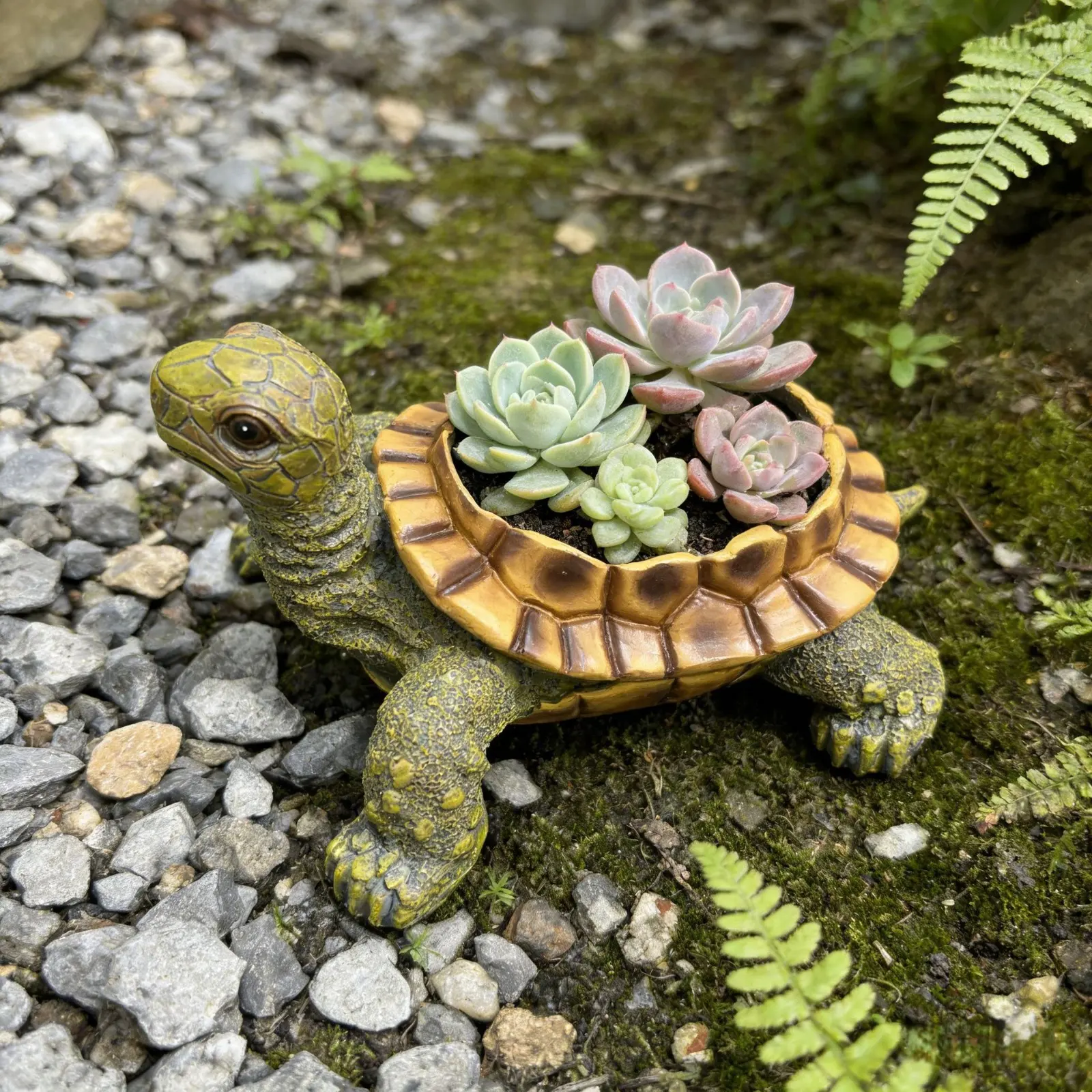 Animal Succulent Planter - Viral Tortoise Form Mini Resin Flower Pot, Realistic Desktop Cactus Container, Weatherproof Decorative Garden Ornament for Window Sill, Office Table, Plant Holder, Tortoise Shape, Turtle Form