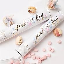 Gender Reveal Confetti Cannon - Biodegradable Powder & Butterfly Shaped Confetti Poppers - Pink 4 Pack - Baby Girl Gender Reveal Smoke Bomb Party Poppers