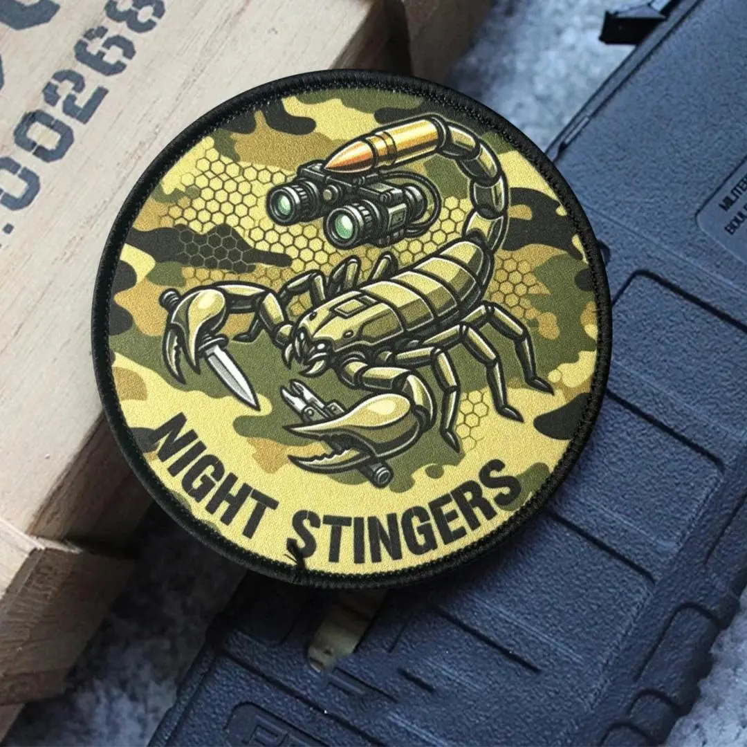 Sci-Fi Cyberpunk Scorpion Printed Patch Gamer Mascot Morale Badge Hook Loop Applique for Laptop Duffle Bag
