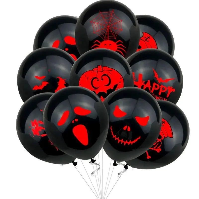 New 12 Inch Halloween Latex Balloon Bat Pumpkin Spider HAPPY HALLOWEEN Party Thanksgiving Day Atmosphere Scene Decoration