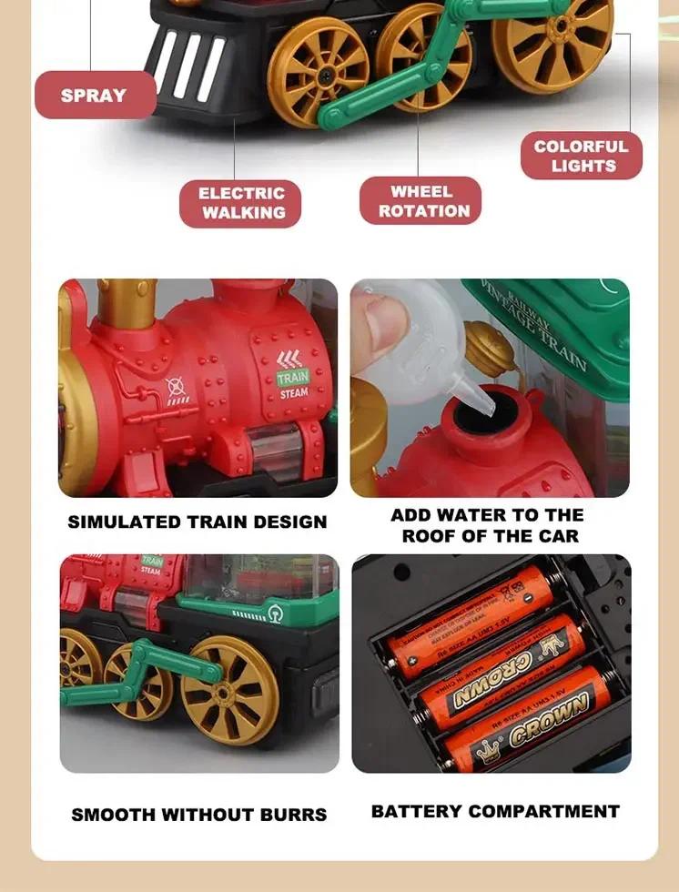 Train Toy for Toddlers 3-5, Trucks Locomotive Electric Steam Engine with Smoke, Light & Sound, Toddler Toy Trucks for Boys Gift