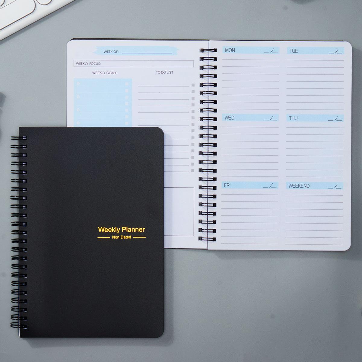 Weekly Notebook, 1 Piece Portable Spiral Notebook, Weekly Planner Journal Book, Budget Planner Books for Home Office School Supplies, Spiral Bound Planner