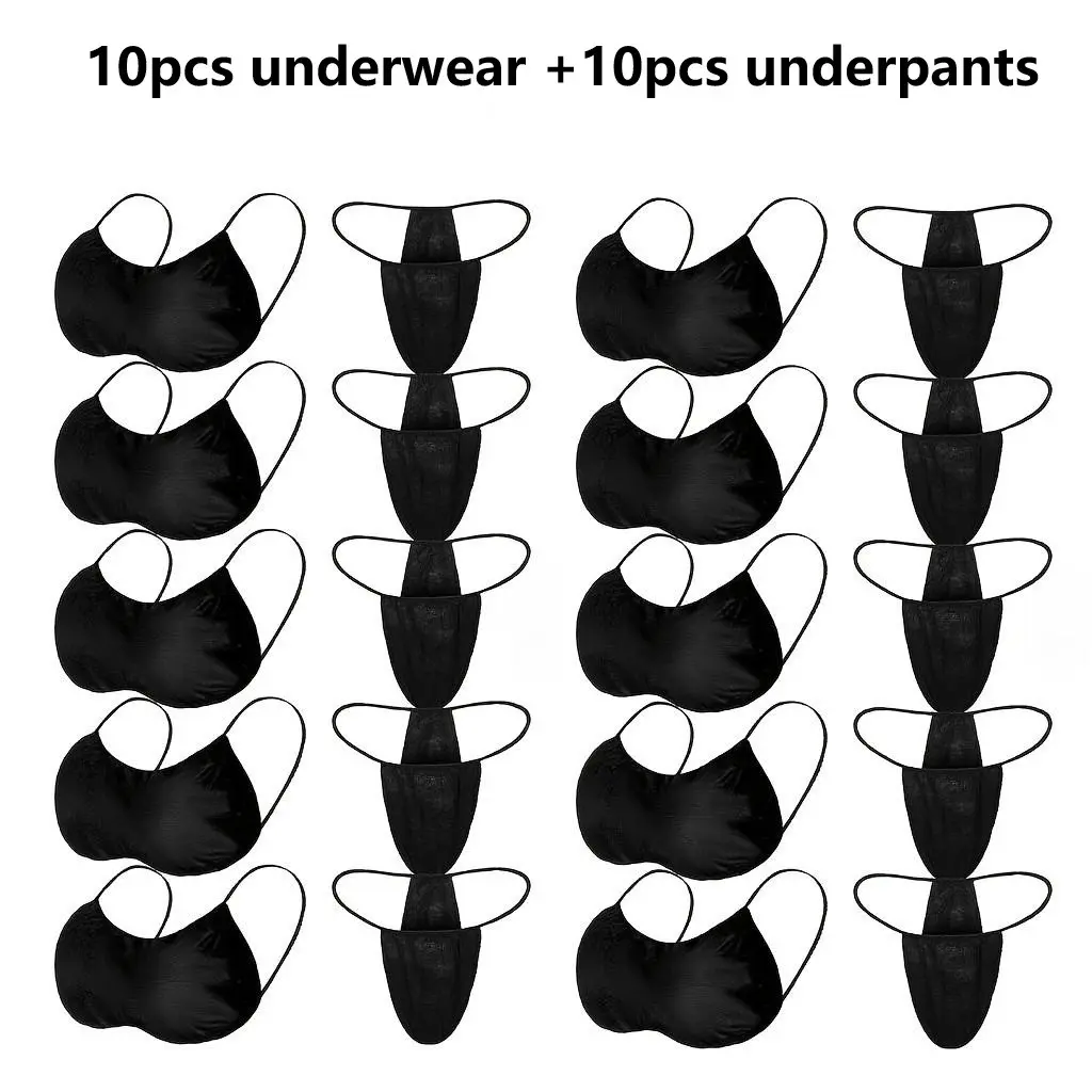 20 Pcs Women's Disposable Underwear Set, Breathable Skin-Friendly Panties & Bra, Ideal for Travel, Home, Beauty Care, Spa Use