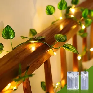 Artificial Watermelon Leaf Fairy Light, Battery Powered Watermelon Leaf LED Light String, Suitable for Indoor Decoration, Home Living Room, Wedding, Christmas, Easter, Halloween, and Valentine's Day Atmosphere Decoration.
