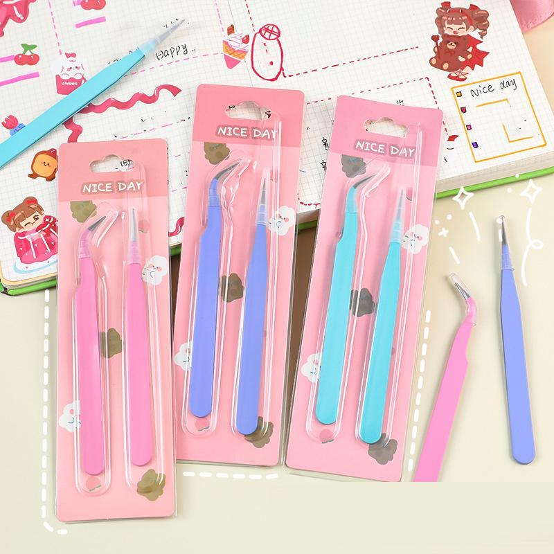 Mini Tweezers Set, 2 Counts/set Daily Multifunctional Mini Tweezers, DIY Scrapbooking Tool, Creative Tweezers for Home, School and Office #GLOBAL PICKS