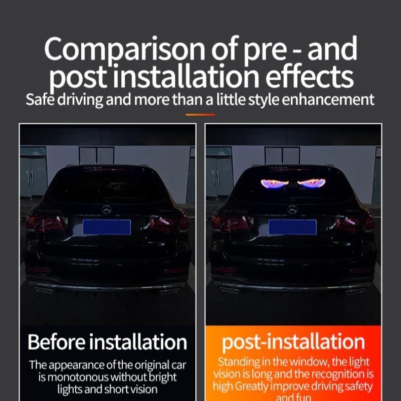New Car Dynamic Devil's Eye Light Car Sticker Led Display Truck Car Front and Rear Windshield Glass Light Eye Warning Light Truck Decal Car Decoration