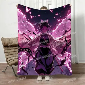 Hot Anime 2026 Hot D-Demon S-Slayer Shinobu Kocho Blanket Anime Print Soft Throw Blanket Family Parent-child Nap Blanket for Bed Couch Office Cozy Vibes, Holiday Gift, Must-Have, Book Lover, Comfortable Throw, Warm Blanket, Fantasy Fans, Winter Decor, Gif