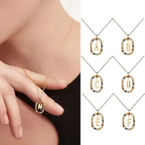 New  Silver Gold Letters A - Z Initial Necklace Zirconia Letter Pendant Long Chain Say My Name Fine Jewelry