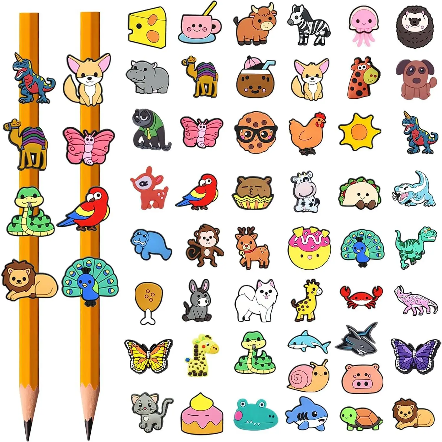 50 count Pencil Toppers,Cute Pencil Charms classroom prizes Pencil Decorations for School Supplies, prize box for classroom School Gifts
