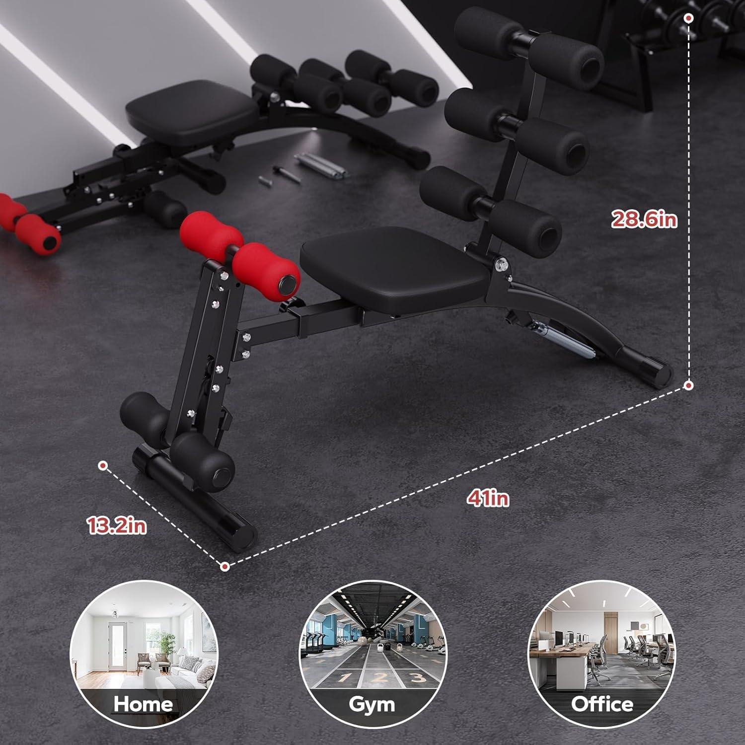 Ab Machine, Multi-Functional Adjustable Ab Trainer, Ab Workout Bench for Home Gym, Sit Up Machine for Abdominal, Exercise Chair for Full Body Workout