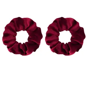2 Pcs Wine Red Velvet Hair Scrunchies for Women Girls Thick Hair Ties Fashion Hair Bands Ponytail Holders Red Hair Accessories for Women Girls