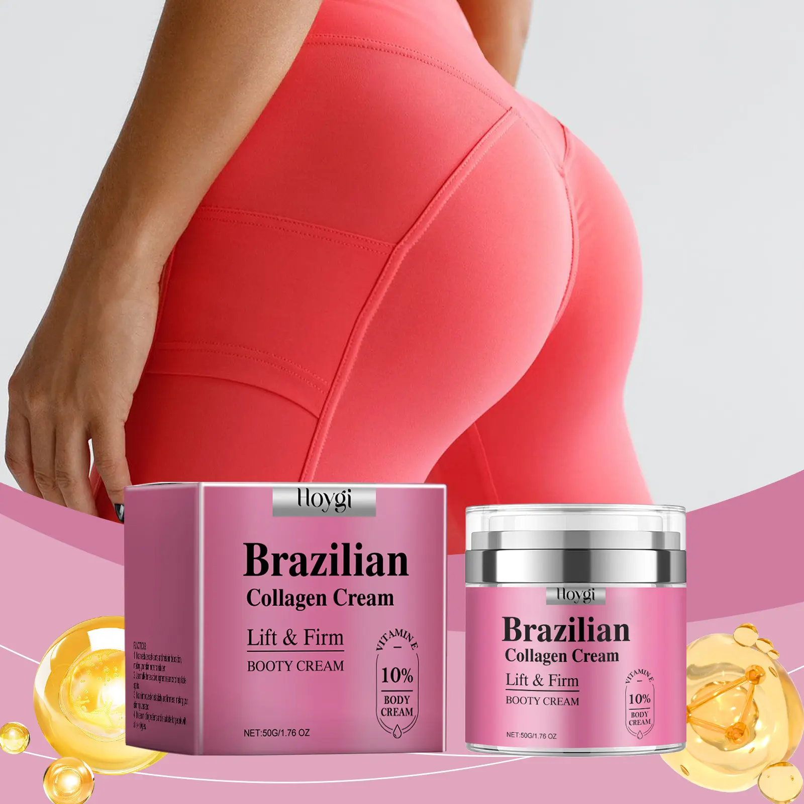 1PC Brazilian Collagen Hip Skin Care Cream 50g With 10% Vitamin E Moisturizing Elastic Smooth Hydrating Moisturizer Lotion For Daily Home Full Body Skin Care Gentle Body Care Holiday Gift For Young Ladies