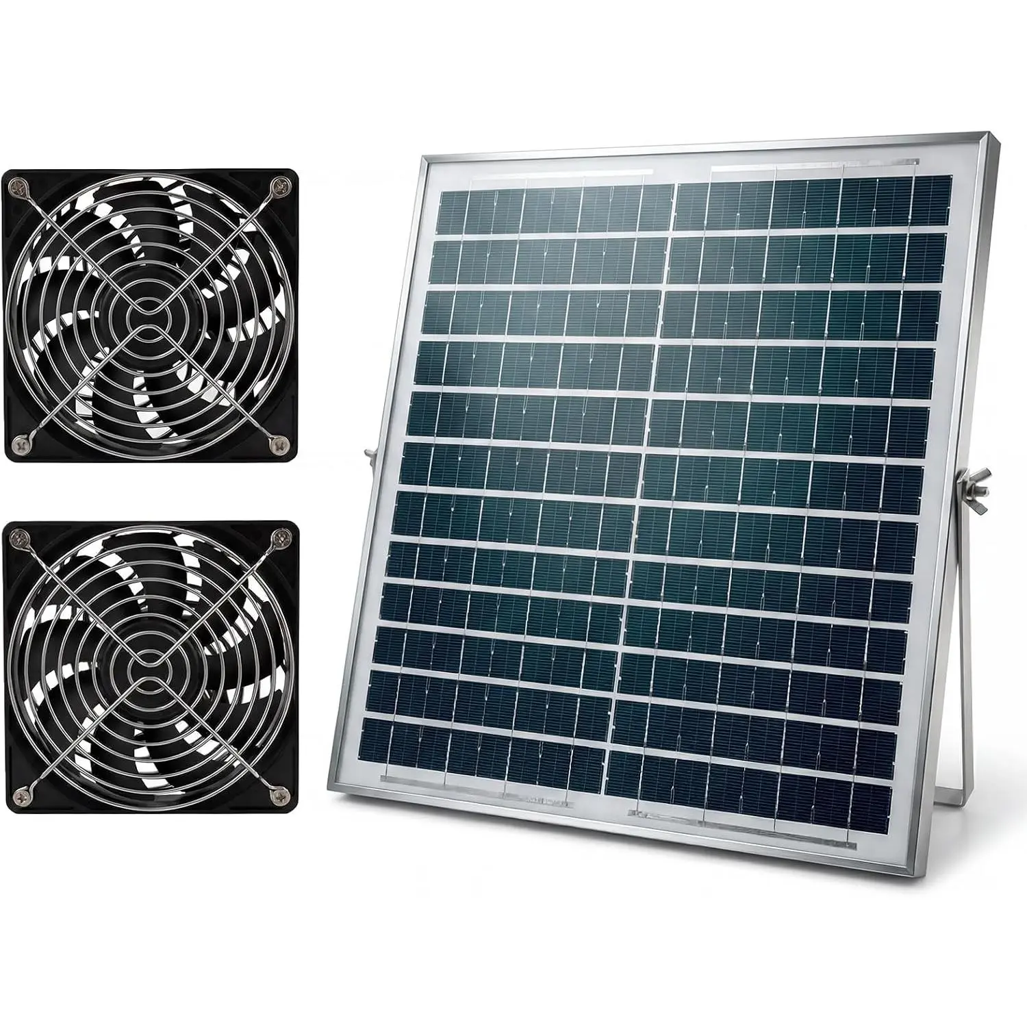 5'' Solar Greenhouse Fan 2 Pack, 25W Large Solar  14'' Solar Panel  and Exhaust Chicken Coop Fan Outdoor   Airflow for Chicken Coop Shed Cabin Circulation and Ventilation