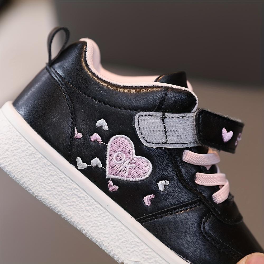 Girls' PU Leather All-Seasons Trainers with TPR Sole - Non-Slip, Stable, Lightweight, Comfortable, Easy-to-Care, Versatile-Style Running Shoes for Daily School Wear (New Model)