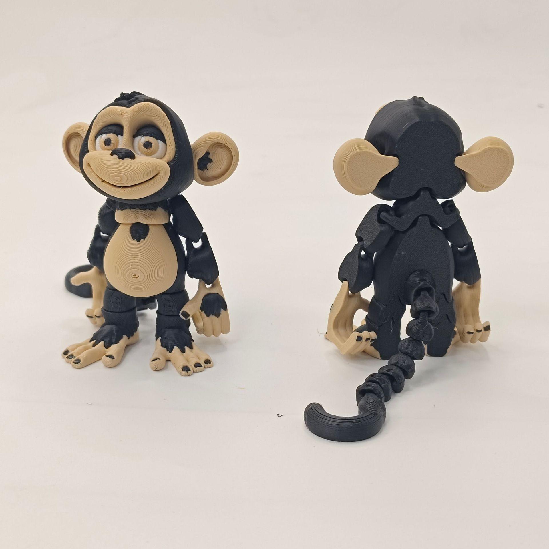 3D Printed Toy Banana Monkey Fully Articulated Long-tailed Monkey Desktop Figurine Realistic Model Toy