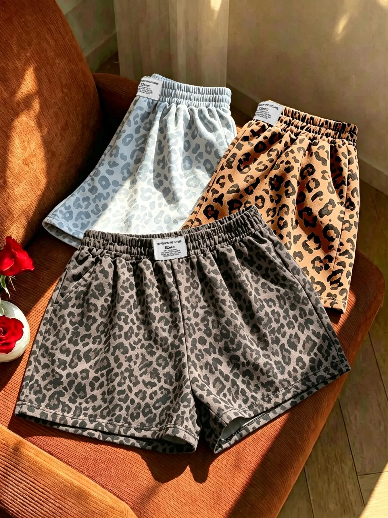 3-Pack Women's Loose Fit Leopard Print Elastic Waist Shorts, Casual Summer Bottoms with Pockets, Comfortable Daily Wear