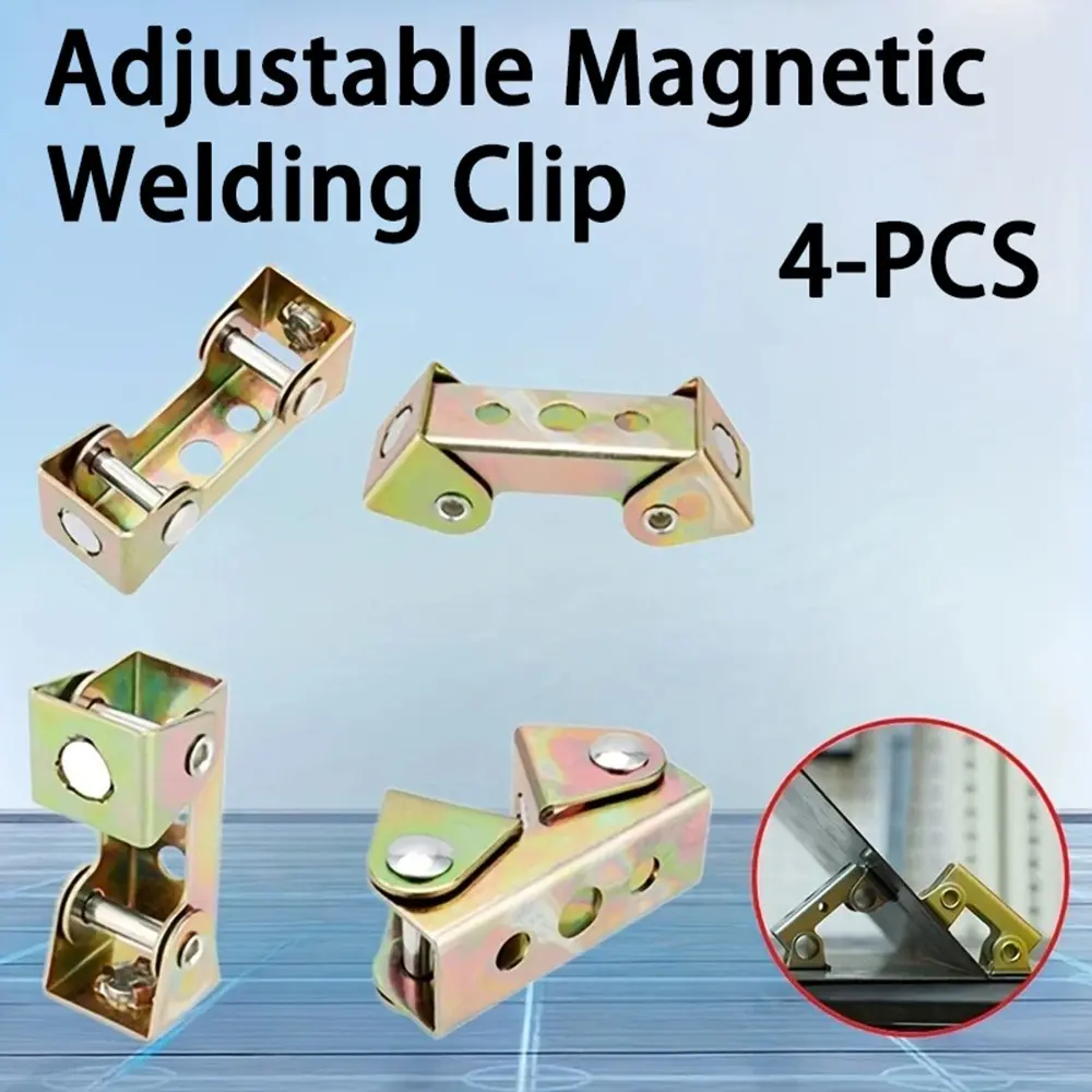 4Pcs Adjustable Magnetic Welding Clamp Hold Tabs Spot Welding Fixing Clip for Round Pipe Special-shaped Parts Welding Positioning Holder Welding Tool Accessories