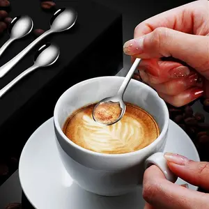 1/2pcs High Quality Stainless Steel Coffee Spoon, Creative Small Spoon, Mini Small Round Spoon, Mini Special Spoon, Seasoning Spoon