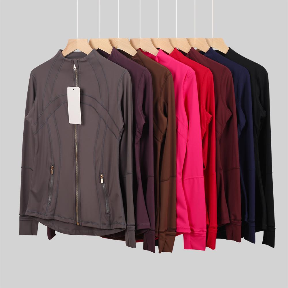 LULU  Same style  Women's Stand-Up Collar Gold Zipper Yoga Top, Spring-Style Fitted Top, Sports Jacket, Fitness Long-Sleeve Sun Protection Jacket