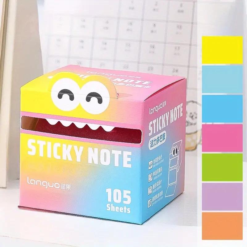 105 Sheets Pearlescent Waterproof Sticky Notes | Cute Monster Design, Self-Adhesive Pull-Out Notes for School, Office & Bullet Journals, Colorful & Fun Stationery, Office Supplies, Stickers