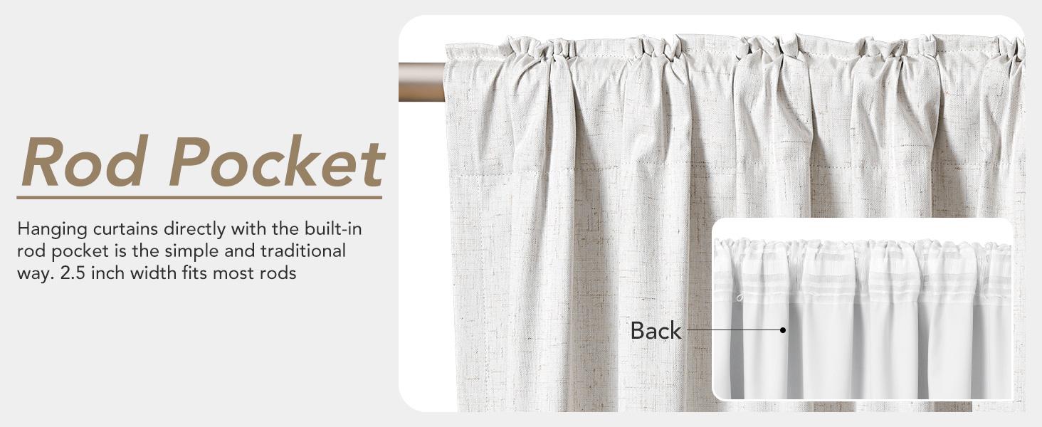 Natural Linen 100% Blackout Curtains for Bedroom 84 Inch Length 2 Panels Set Back Tab Cream Neutral Farmhouse Living Room Darkening Curtain Track System Thermal Insulated Black Out Drapes 52x84