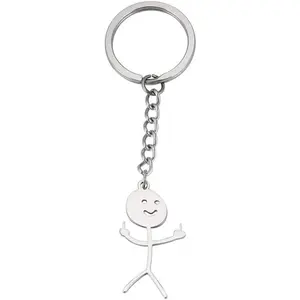 Skeleton Smiley little Man Sign Language  Finger Medium Stickman Bag  Key Pendant Couple