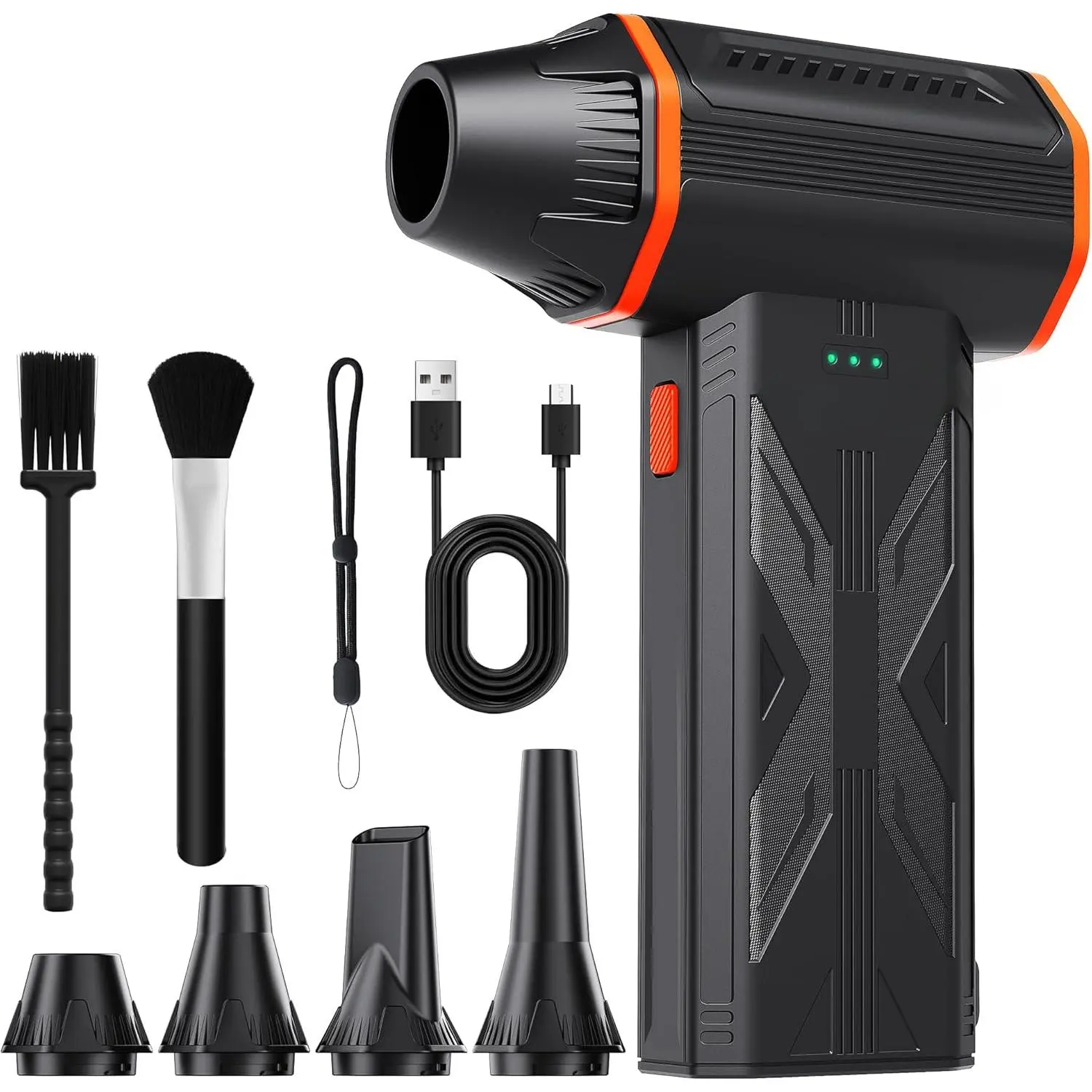 F32 Compressed Air Duster-150000RPM Super Power Electric Air Duster, 3-Speed Adjustable Rechargeable Mini Blower,for PC Keyboard Cleaning, Leaves,Computer, Vacuum Storage Bag.