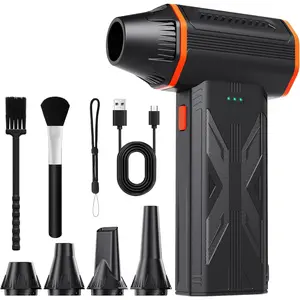 F32 Compressed Air Duster-150000RPM Super Power Electric Air Duster, 3-Speed Adjustable Rechargeable Mini Blower,for PC Keyboard Cleaning, Leaves,Computer, Vacuum Storage Bag.