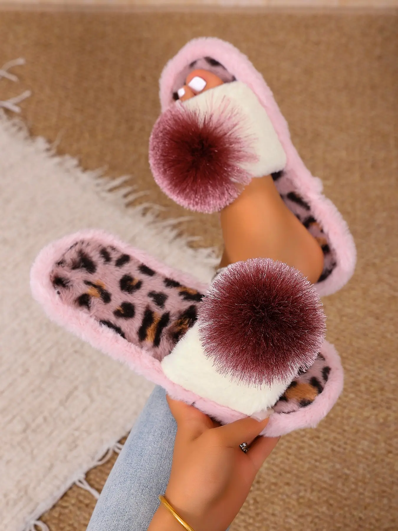 Women's Butterfly Pattern Slippers, Textile Upper, Rubber Sole, Casual Style, Fall & Winter, Indoor Outdoor, Anti-Slip, Comfortable