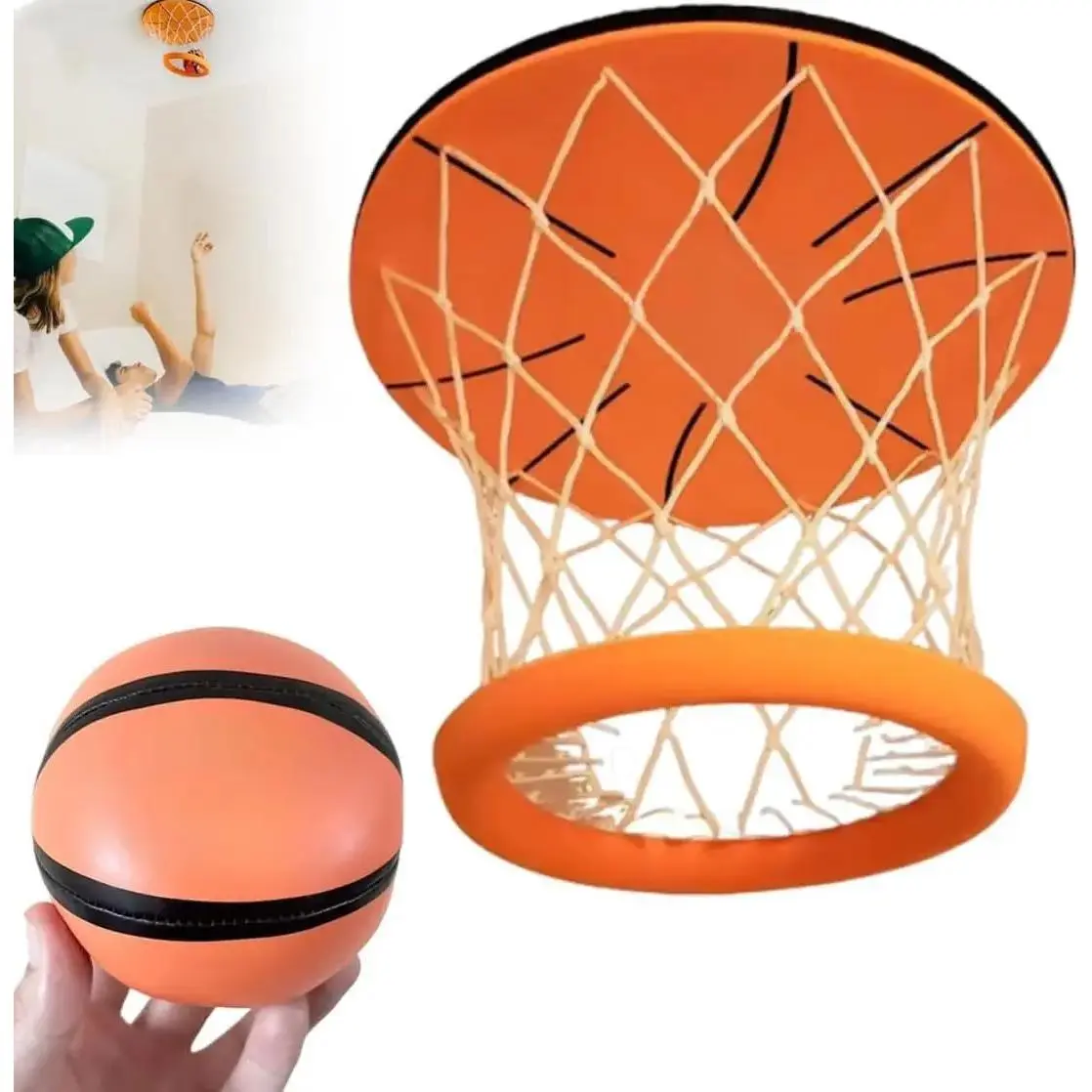 Hanging Indoor Basketball Hoop,Ceiling Basketball Hoop,Portable Ceiling Swish Indoor Mini Basketball Hoops, Funny Wall Mount Sports Bedroom & Outdoor Play Game Toys for Kids Aldult
