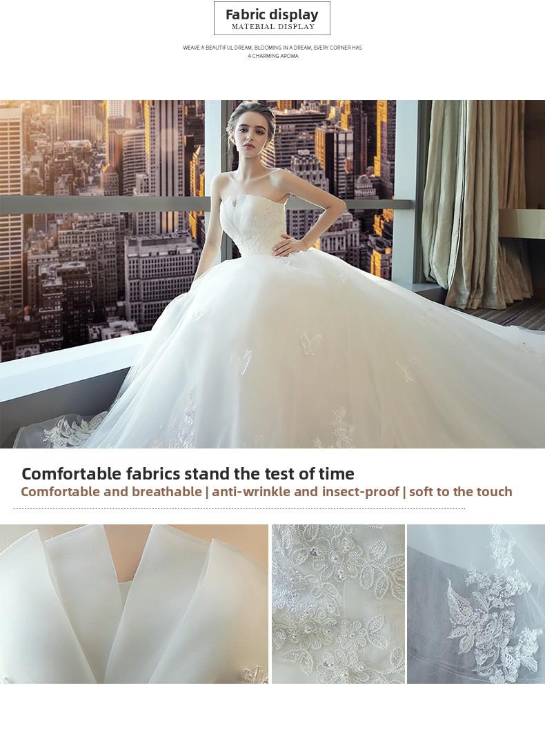 2026 New Style White Lace Strapless Wedding Dress with Train for Petite Brides, Simple, Ethereal & Forest-Style