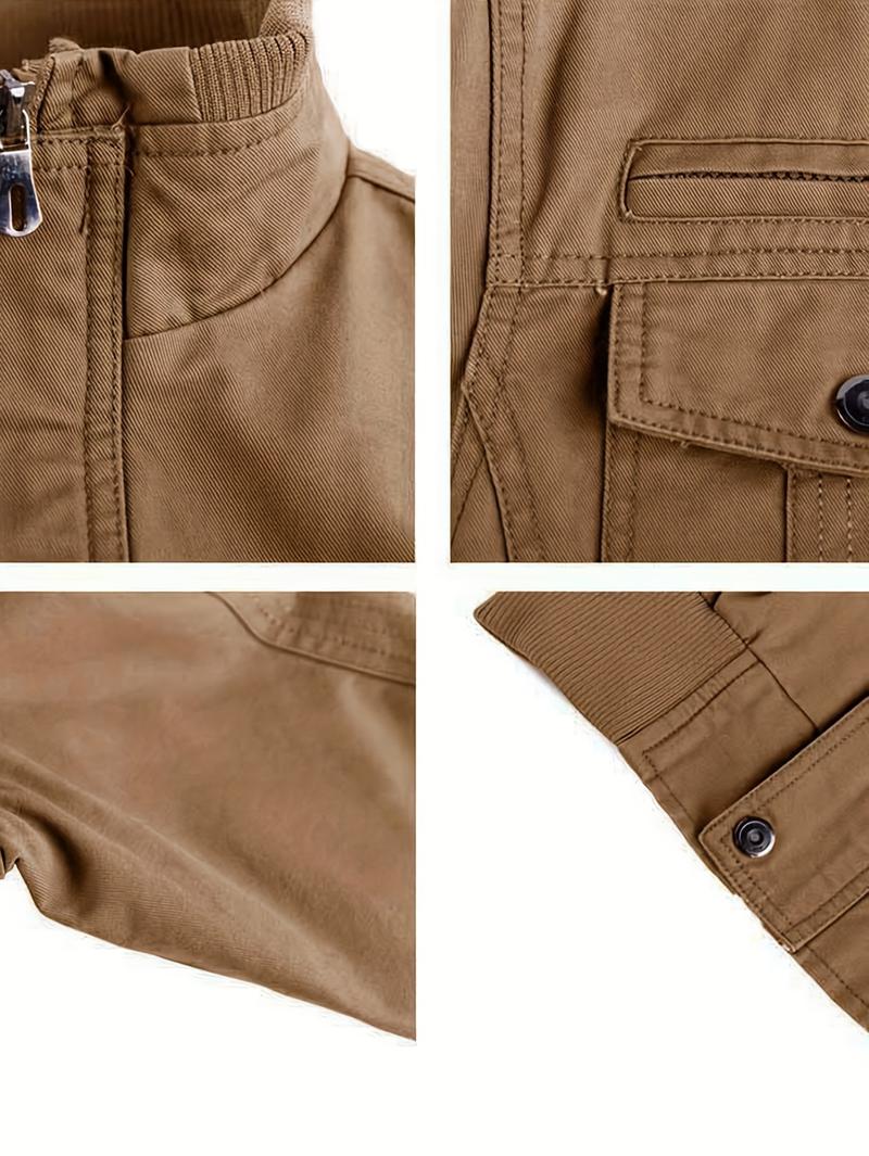 Men's Fleece Jacket And Coat - Winter Full Zip Multi-Pocket 2 Chest Pockets 2 Side Pockets And 1 Inner Pocket Fleece Lined Windproof Warm Stylish Comfortable - For Men - Suitable for Work, Outdoor Activities, Cycling, Climbing, Camping, Hiking, Travel - P
