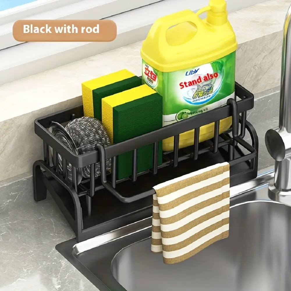 Multifunctional kitchen and bathroom sink storage rack set - faucet hanging storage rack, suitable for dishcloths, sponges, brushes - durable, easy-to-clean home organizing and space-saving storage tool