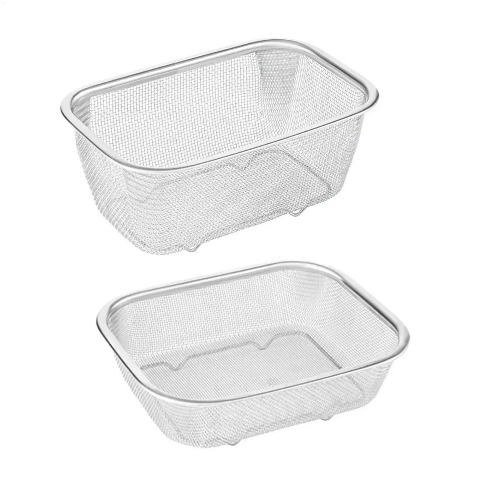 Stainless Steel Fine Mesh Oil Strainer Colander - Small, Sturdy Kitchen Draining Utensil, 20.8*17.5*5cm Rectangle Filter Basket for Fried Food, 91g French Fries Holder, Skimmer, Bpa Free