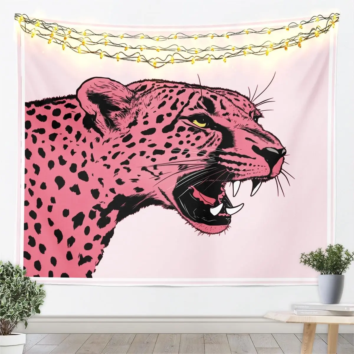 Pink Leopard Tapestry Wall Hanging – Y2K Aesthetic Pink Panther Cheetah Flag for College Dorm Decor, Trendy Teen Girl Bedroom Aesthetic (3x5 ft) funny tapestry durable man sohochic