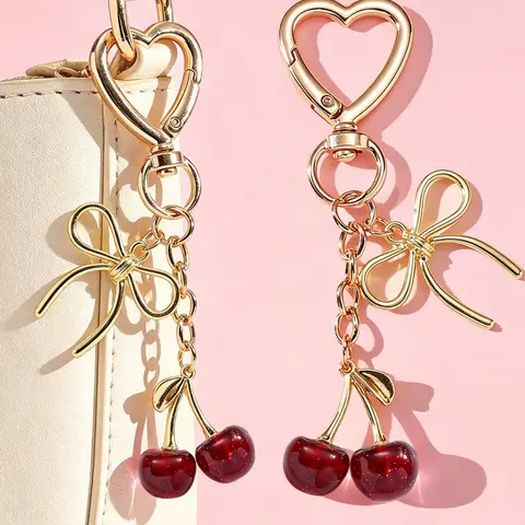 Cute Cherry Design Bag Charm, Fashion Bag Charms, Fashionable Bag Keychain for Women & Girls, Trendy All-match & Exquisite Bag Charm for Birthday Gift, Purse Accessories, Bag Accessory, Bag Decoration