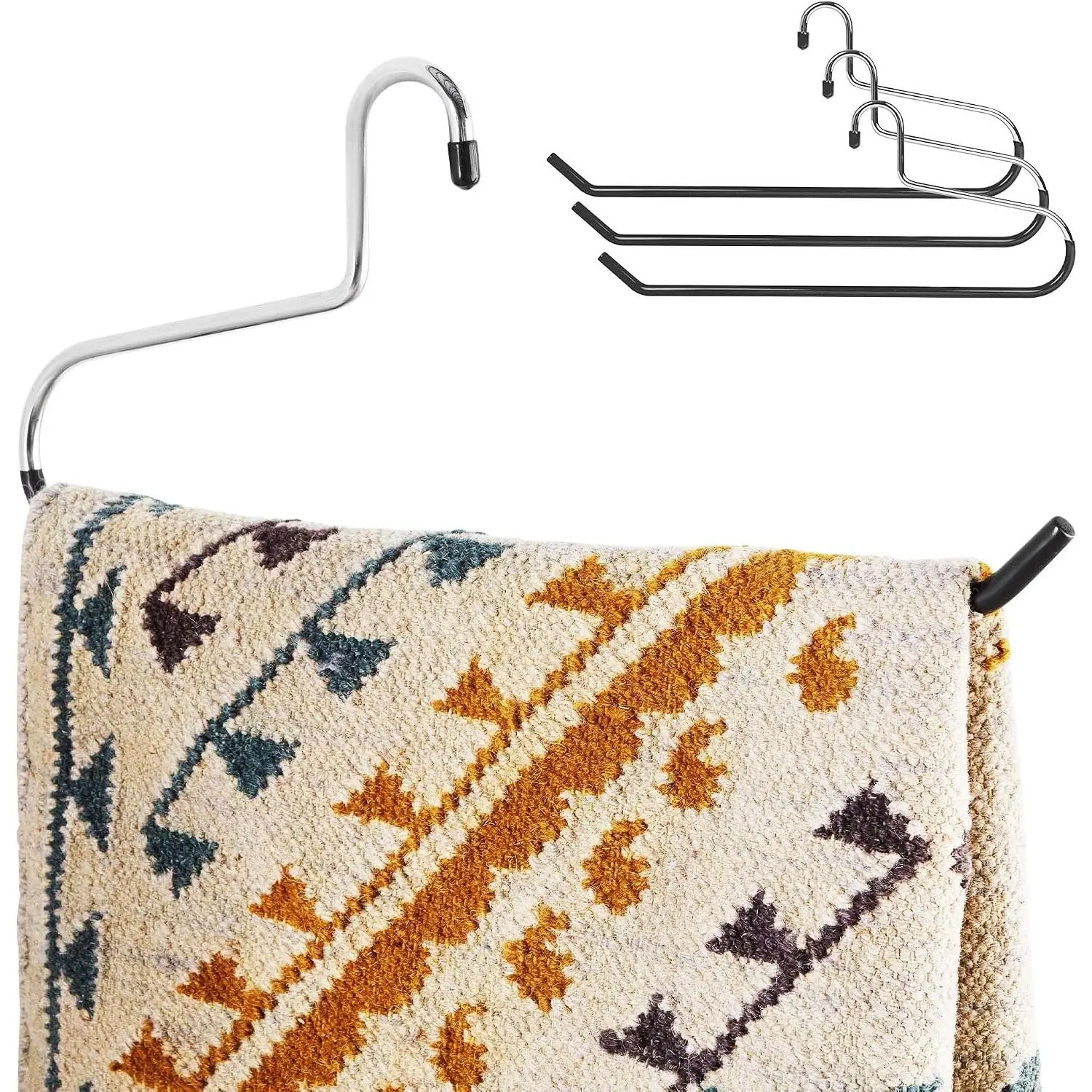 Blanket Hangers (3 Pack) - Stainless Steel Quilt Hangers with Vinyl Non-Slip Coating - Holds Up to 40 Lbs - Heavy Duty for Closet Storage, Comforters, Bedding, Towels, Rugs -