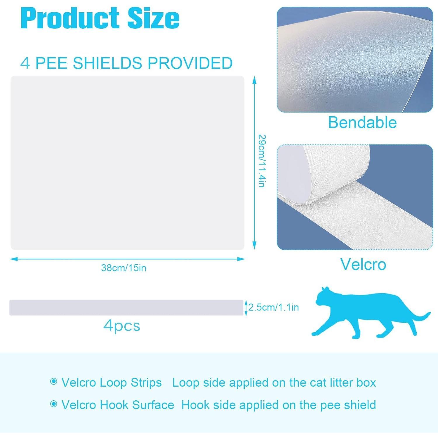 Litter Box Splash Guard Pee Shields - Anti-Splashing  High Sided Litter Box High Wall  Toilet  Kit for Open Top Litter Pan (4 PCS)