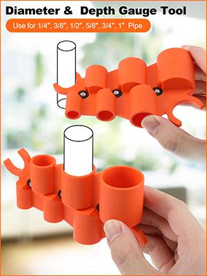 1/4'' - 1'' Depth Gauge and Pipe Deburring Tool Kit, 1/8'' to 1-5/8'' Inner Outer Reamer Pipe Tubing Chamfer Tool for PVC PPR Brass CPVC PE-RT Aluminum