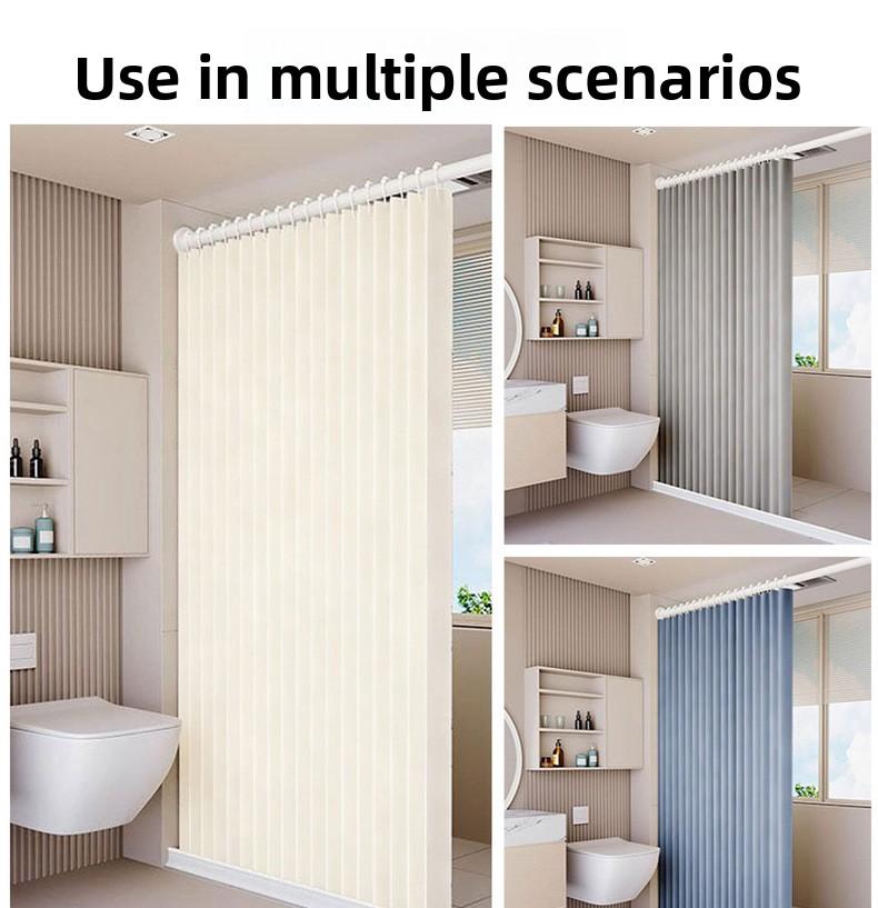 Foldable Magnetic Shower Curtain, Waterproof, Mold-Proof, No Drilling Required, Thickened, Light-Blocking, Partitioning Shower Curtain