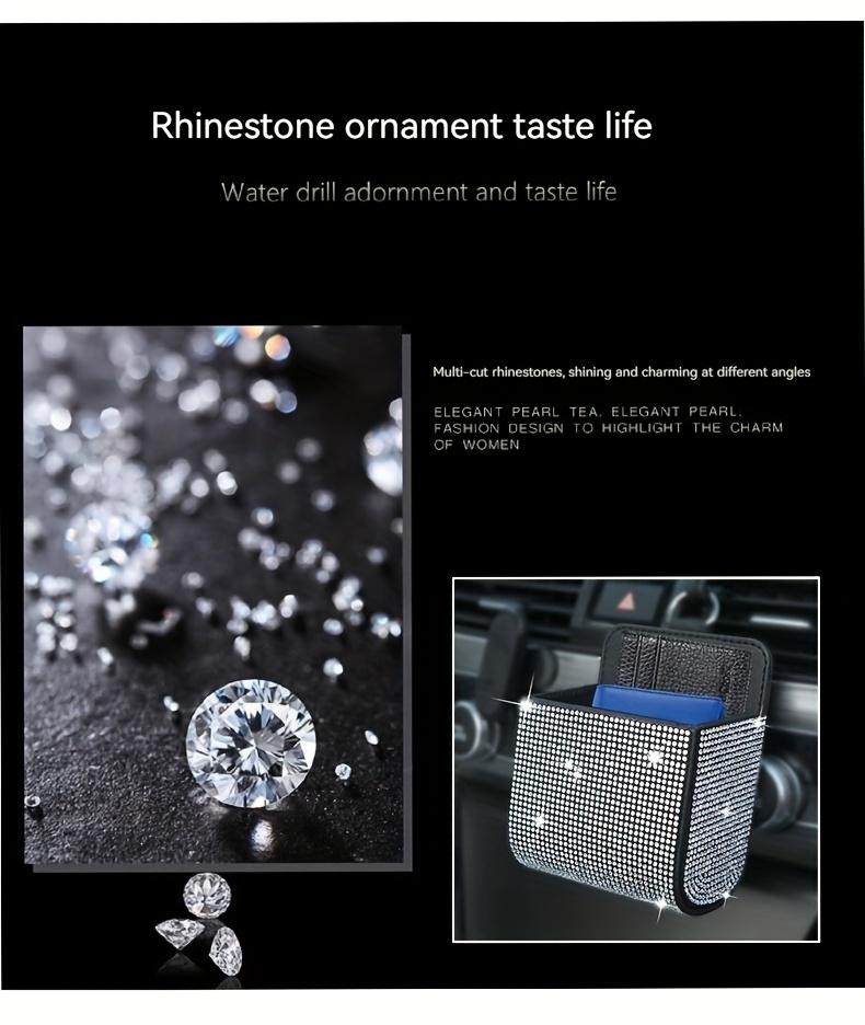 Sparkling Rhinestone Car Storage Box: 1pc, with Shiny Lid & Drawer, Glitter Organizer – for Dashboard, Console, or Door, Fit for Phones, Licenses, Keys, Vehicle Interior Accessory – Suitable for Most