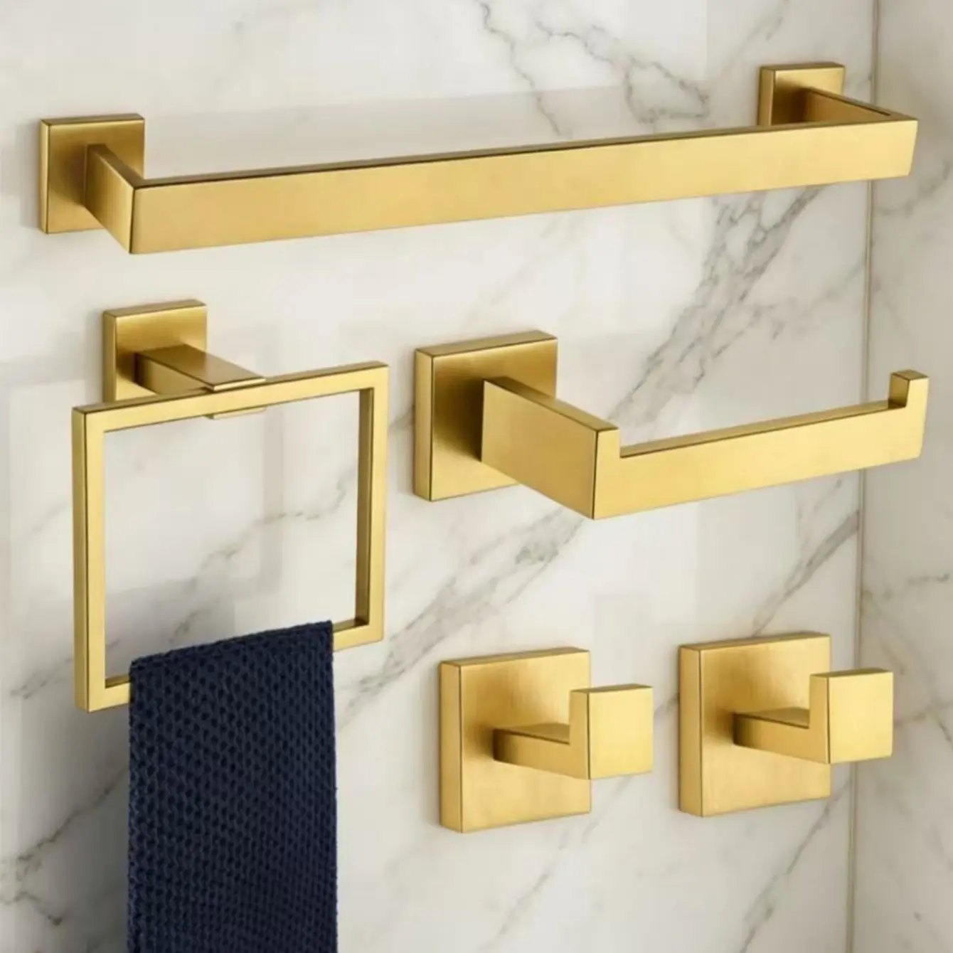 Wall-Mounted Stainless Steel Towel Rack, Matte Bathroom Organizer, Hole-Install Towel Holder for Kitchen and Bath, Durable and Stylish, Bathroom Hardware