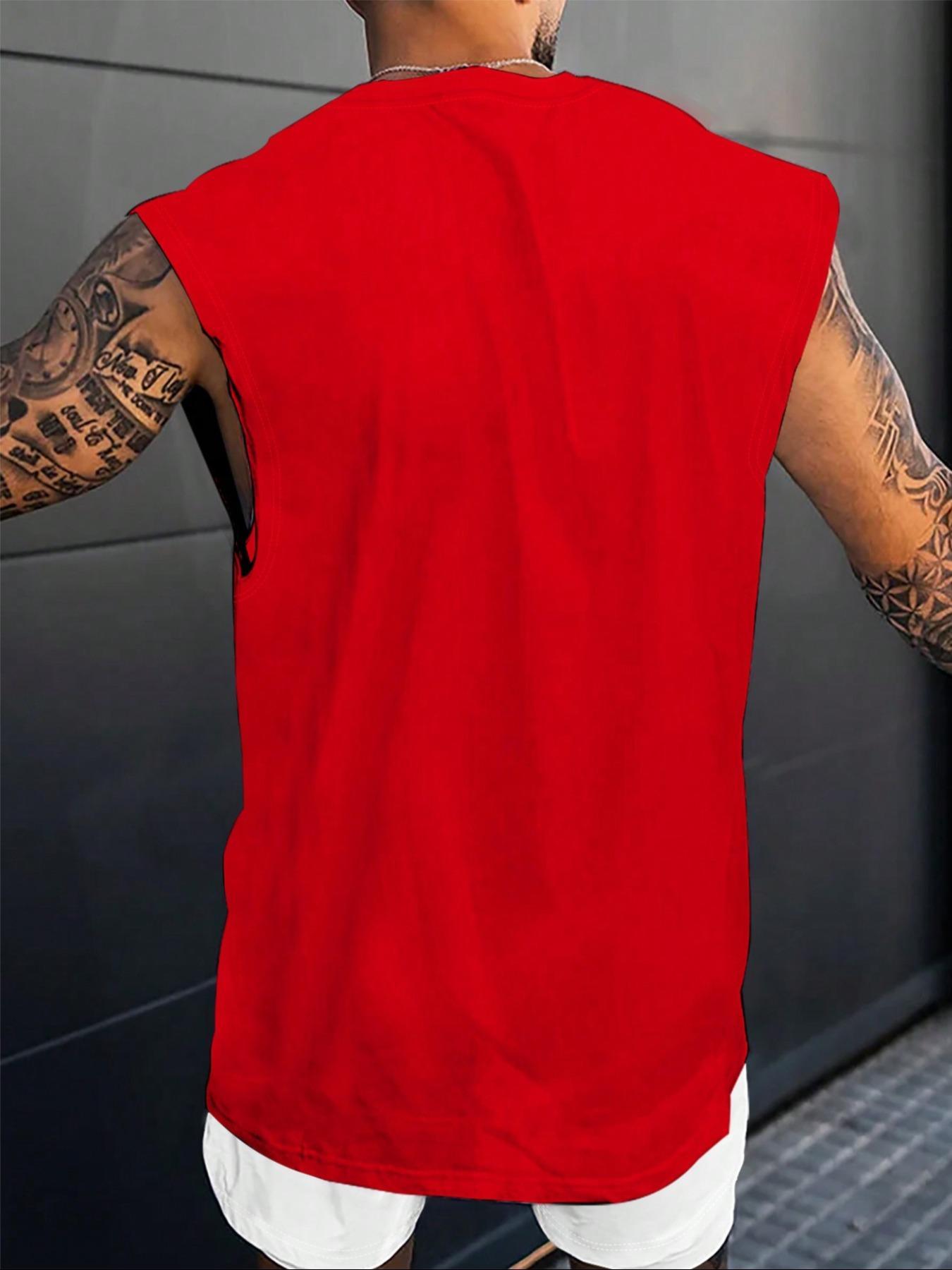 Men's Letter Print Sleeveless T-shirt, Regular Fit Casual Crew Neck Top for Summer, Fashion Men's Top for Daily Wear