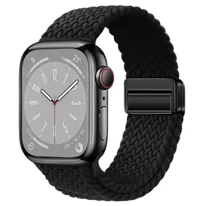 Elastic Nylon Strap for Apple Watch 38mm-49mm, Iwatch Series 1-10, Se, Ultra, Sporty Ring Design, Unisex, Adjustable Size
