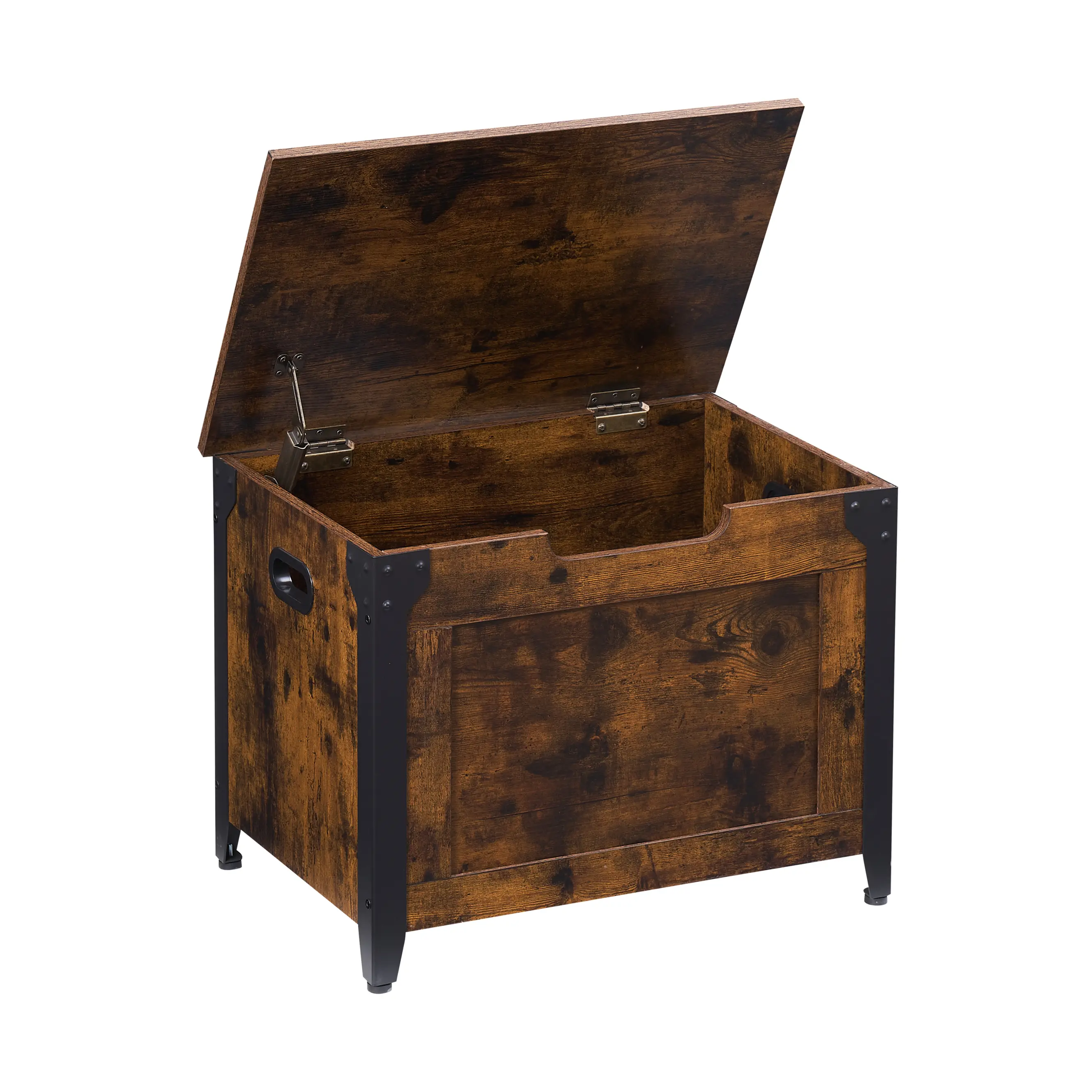 Wooden Storage Chest, Storage Trunk Bench with Safety Hinges & Lift Top, Large Ottoman Blanket Box for Hallway, Entryway & Living Room, Toy Box Organiser, Rustic Brown