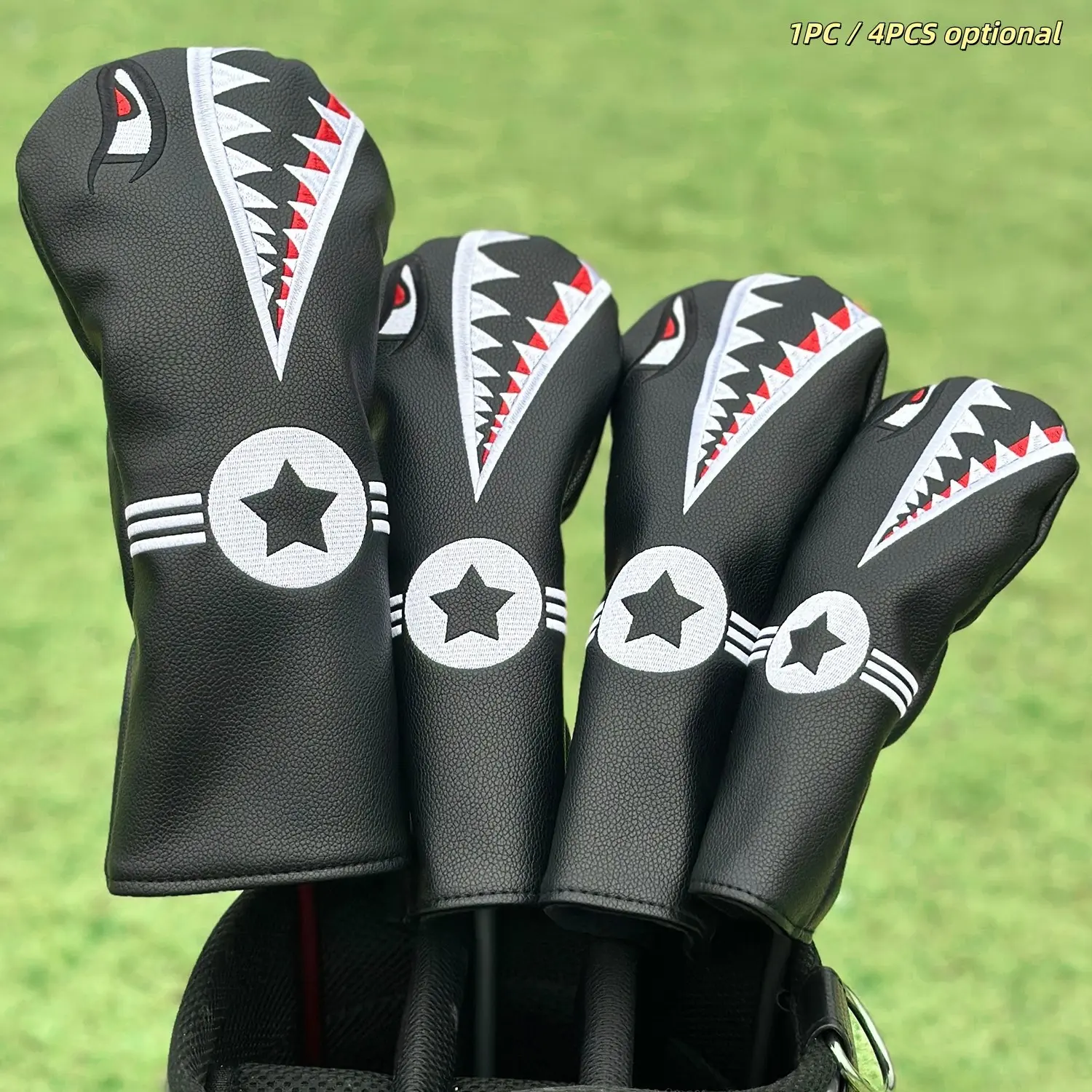 Shark Embroidered Golf Club Head Cover, Universal Fit for Drivers & Fairways, Practical Golf Accessory, Golf Supply, Ideal Holiday Gift, Golf Gear