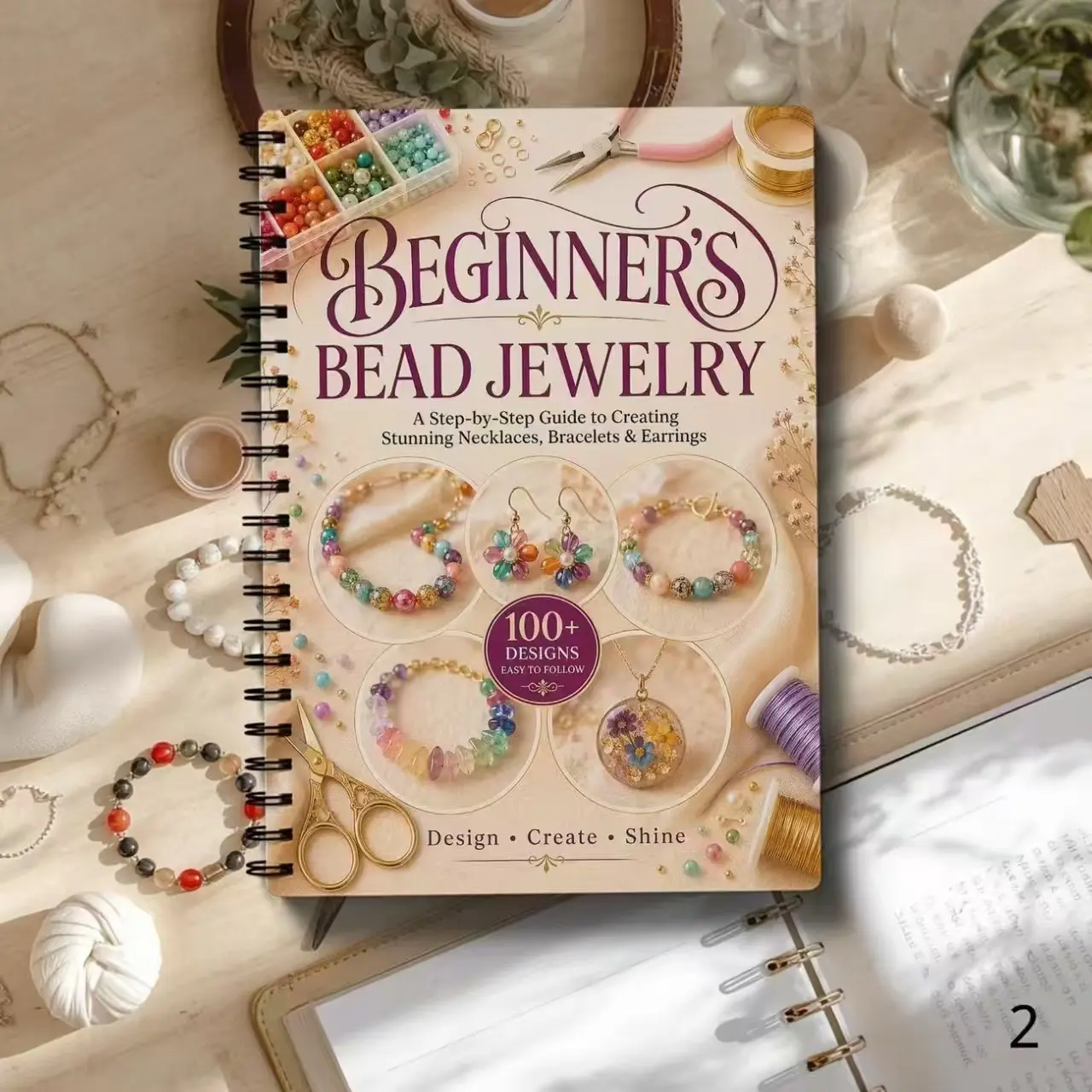 Beginner Bead Jewelry Making Tutorial Notebook, Vintage Style DIY Craft Guide, Perfect for Cross-Border Handicraft Enthusiasts